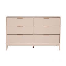 Kommode In Puderrosa Und Goldfarbenem Metall 6 Schubladen L120 Cm Giana