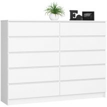 Kommode Akord K160 Weiß 160 cm 10 Schubladen B160 x H121 x T40 cm