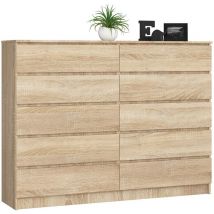 Kommode Akord K160 Sonoma-Eiche 160 cm 10 Schubladen B160 x H121 x T40 cm