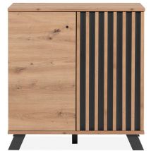 Anrichte mit 2 Türen, Dekor Eiche und Anthrazitgrau L80 cm - Lublin