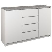 Roe Furniture - Kommode Mit 4 Schubladen 2 Schränke 120cm Klamotenschrank Weiss Mat