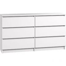 Roe Furniture - Kommode Mit 6 Schubladen 140cm Sideboard Anrichte Holz Weiss Mat Modern
