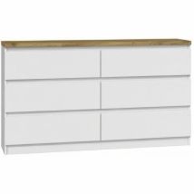 Roe Furniture - Kommode Mit 6 Schubladen 120 Weiß Matt Lancelot-platte Sideboard Bella