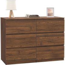 Kommode mit 6 Schubladen tomi 110 cm Walnuss-Effekt