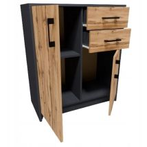 Kommode, Schrank, 2d2s, Graphit-wotan, Schubladen, Regal, 2 Schubladen, 2 Schränke, Anthrazit
