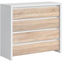 Kommode Soren mit 4 Schubladen, Holzoptik und Weiß, 105cm