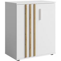 Kommode varia - 2 Türen - Modernes Design in Weiß und Handwerkseiche