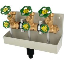 Schlösser Kompakt-Verteilerstation 3-Strang Verteiler - Zulauf 1 1/4 (5/4) Zoll - dn 32, mit Ablaufrinne