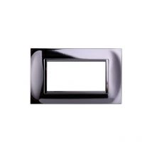Kompatible Abdeckrahmen Bticino Livinglight 4 module quadratischer Kunststoff chrom glänzend Farbe