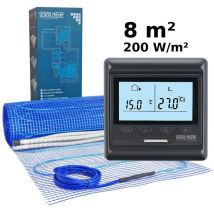 Komplett-set Elektrische Fußbodenheizung 8 M², 200 W/m² + Hw800 Programmierbarer Thermostat