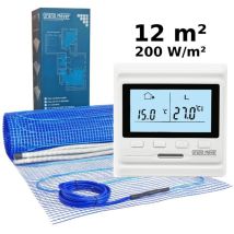 Komplett-set Elektrische Fußbodenheizung 12 M², 200 W/m² + Hw500 Programmierbarer Thermostat