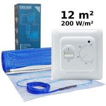 Komplett-set Elektrische Fußbodenheizung 12 M², 200 W/m² + Mst-1 Thermostat