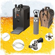Ich-zapfe - Komplett Set - Zapfanlage jet 30 Bierkoffer, Bierzapfanlage, Durchlaufkühler 1-leitig Trockenkühler, bis zu 35 Liter/h mit Holzfass,