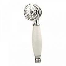 Odipie - Kompletter Badezimmer-Duschkopf, Anti-Kalk-Duschkopf mit weißem Keramikgriff, silberner Duschkopf