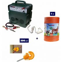 Komplettes Kit Für Den Weidezaun : 1 x Weidezaungerät Doppelstromversorgung 12V (Batterie) / 220 / 230 v Bis 5 Km Elektrozaun B12/2 + 1 x