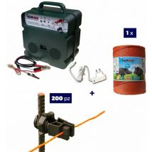 Komplettes Kit Für Den Weidezaun : 1 x Weidezaungerät Doppelstromversorgung 12V (Batterie) / 220 / 230 v Bis 5 Km Elektrozaun B12/2 + 1 x