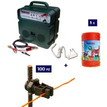 Komplettes Kit Für Den Weidezaun : 1 x Weidezaungerät Doppelstromversorgung 12V (Batterie) / 220 / 230 v Bis 5 Km Elektrozaun B12/2 + 1 x
