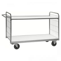 Kongamek Bordwagen Verzinkt Mit 2 Laminierten Böden 1400x600mm Vergitterte Stirnwände Ohne Bremse