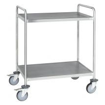 Kongamek Edelstahl- Tischwagen Vollständig Geschweißt Mit Schiebegriffen, 2 Ladeflächen 625x415mm Gummibereifung Rostfrei Und Bremse