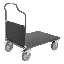Kongamek Ergonomischer Plattformwagen In Dunkelgrau 1290x800x1065 Mit Mdf-platte Und Schiebebügel Mit Gummibereifung Und Bremse