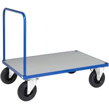 Kongamek Plattformwagen In Blau 1200x800x900mm Mit Offenem Schiebegriff, Verzinkter Ladefläche Und Gummibereifung Ohne Bremse