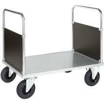 Kongamek Plattformwagen, Verzinkt 1200x800x900mm Mit Ladefläche, 2 Seitenwänden Und Gummibereifung Ohne Bremse