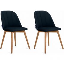 Bakeri Esszimmerstuhle (2-tlg), marineblau / eiche hell - Konsimo
