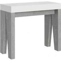 Ausziehbare Konsole 90x40/196 cm Naxy Mix Small White Ash Top – Struktur aus Zement