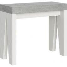 Ausziehbare Konsole 90x40/196 cm Naxy Mix Small Zementplatte – Struktur aus weißer Esche