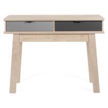 Abitare - Konsolentisch 110 x 35 cm Holzoptik mit zwei hellgrauen und anthrazitgrauen Schubladen - Cervia