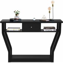 Goplus Konsolentisch, Beistelltisch Mit 1 Schublade Und 2 Regale, Konsolentisch Für Wohnzimmer& Schlafzimmer & Korridor, Moderner Ablagetisch, 