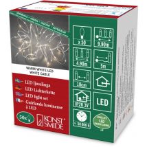 Konstsmide Luci di Natale per Interni Filo Nudo LED/Catena Luminosa a Perno/Uso Interno (IP20)/50 diodi Bianchi Caldi/Trasformatore per Interni