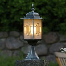 Milano Esterno moderno cancello post piedistallo luce nero, argento, IP43 - Konstsmide