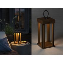 Led Akku Outdoor Laterne cannes per usb aufladbar, Rostoptik Höhe 42cm