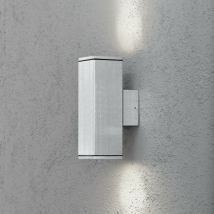Monza Applique da esterno moderna Up Down doppia quadrata grigia GU10, IP44 - Konstsmide