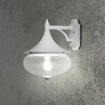 Konstsmide Libra Pared de plumón blanco mate para exteriores con domo clásico, IP23