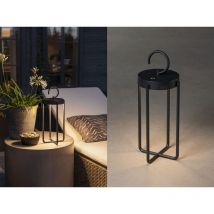 Led Outdoor Laterne manorola usb aufladbar für Boden & Tisch, Schwarz Höhe 39cm