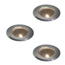Konstsmide Mini Led Ground Spot Ensemble De 3 Spots Encastrés Au Sol En Acier Inoxydable Mini Système Led Extérieur 12v G4 - Transformateur Inclus, 