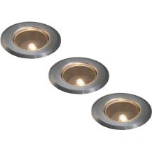 Erweiterungs 3er set Mini Bodeneinbauspots Edelstahl/Glas Ø7cm IP44, G4