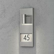 Modena Número de casa moderno para exteriores Aplique de acero inoxidable, IP44 - Konstsmide