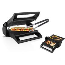 Kontaktgrill mit Grillzange, 2in1 abnehmbare Wendeplatten Paninimaker 1500Watt