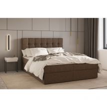 Kontinentalbett, Boxspringbett, Bett mit bettkasten, Bonell-Matratze und Topper, Doppelbett - Boxspringbett 05 - 180x200 - Braun - Hugo 24