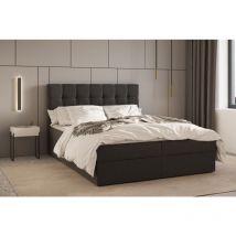 Kontinentalbett, Boxspringbett, Bett mit bettkasten, Bonell-Matratze und Topper, Doppelbett - Boxspringbett 05 - 180x200 - Schwarz - Hugo 100