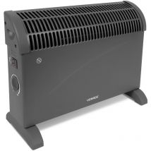 Vonroc - Konvektor Heizung – Elektroheizung 2000W – Grau – Einstellbarer Thermostat Heizung – 3 Heizstufen – Für Räume bis zu 24 m2 – Besonders