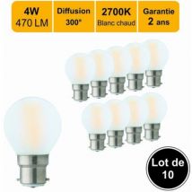 Konvolut Von 10 Led-filamentampullen B22 4w 470lm 2700k - 2 Jahre Garantie