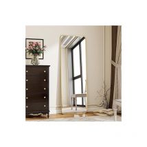 Koonmi - rechteckiger Standspiegel, abgerundete Ecken, 40 x 150 cm, mit Ständer und Haken zur Wandbefestigung, für Wohnzimmer, Badezimmer,