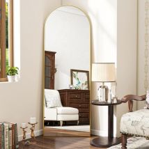 Koonmi Standspiegel mit gewölbtem Top, 163 x 54 cm Bogenspiegel mit robustem Glas, an der Wand montierter Ganzkörperspiegel, Anlehnen oder Freie