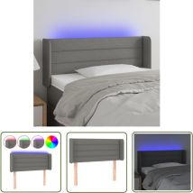 The Living Store led Kopfteil Dunkelgrau 93x16x78/88 cm Stoff - LED-Kopfteil - Bett-Kopfteil - Kopfteil - Nachttischlampe - Beleuchtung
