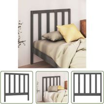 The Living Store Kopfteil Grau 95x4x100 cm Massivholz Kiefer - Holz Kopfteil - Kiefernholz Kopfteil - Lattenkopfende - Grauer Kopfteil - Bettzubehör