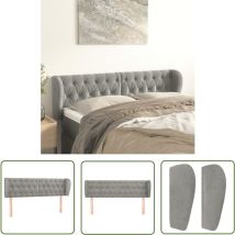 Jinlefu - The Living Store Kopfteil mit Ohren Hellgrau 163x23x78/88 cm Samt - Bettkopfteil - Kopfteil - Samt - Grau - Hellgrau